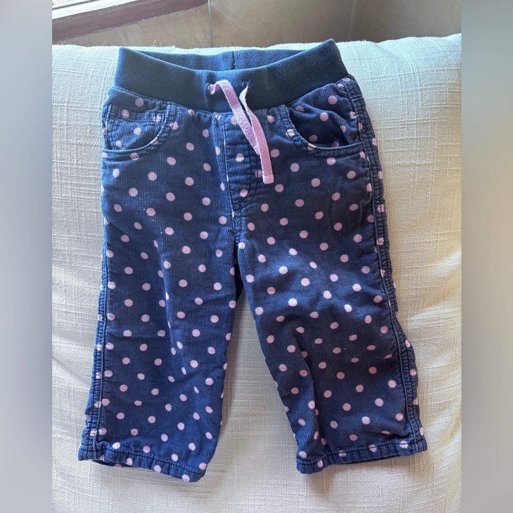 Baby Boden Navy Corduroy Pants with Light Pink Lining